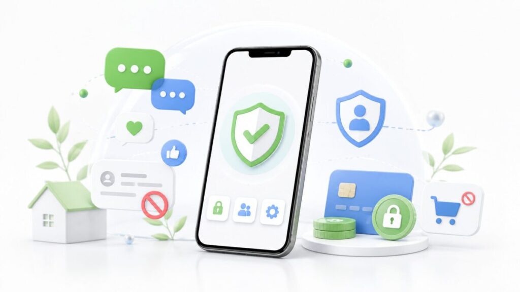 LINEやSNS、アプリ課金を制限してスマホを安全に使うイメージ