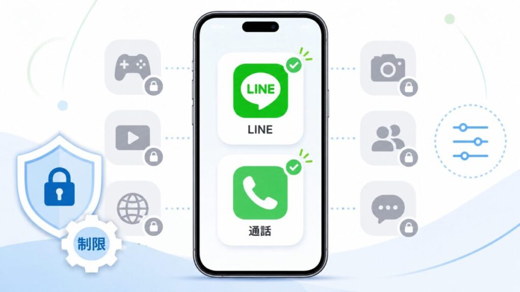LINEと通話を使えるようにしゲームや動画などのアプリを制限した子供スマホ