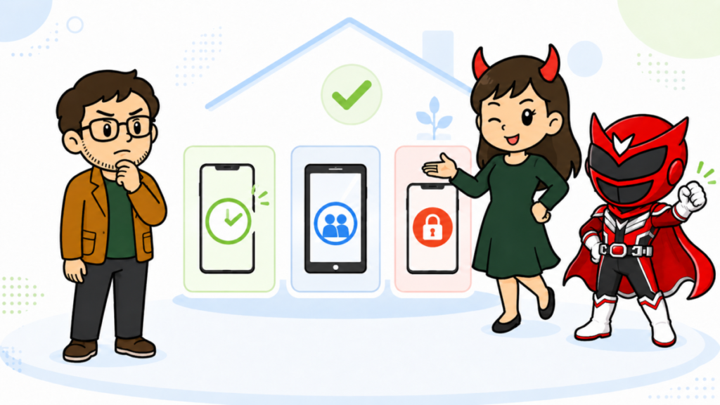 兄弟それぞれの年齢や使い方に合わせてスマホルールを変えるイメージ