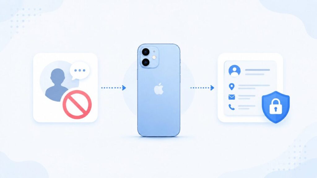 知らない相手からの連絡を制限して個人情報を保護するiPhone