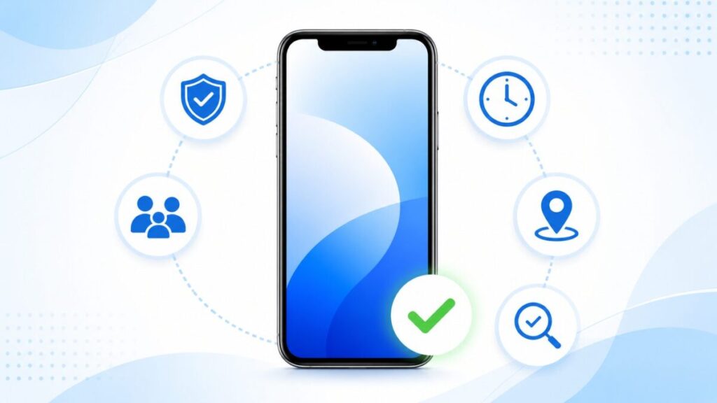 子供用iPhoneを渡す前に安全設定と位置情報の動作を確認するイメージ